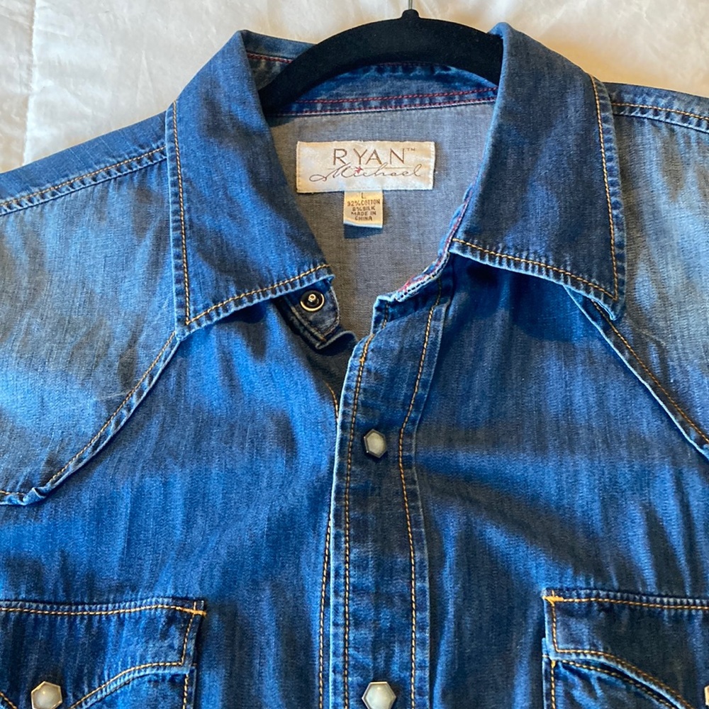 Ryan Michael snap front denim shirt